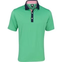 FootJoy Solid W/ Spiral Print Trim Lisle Self Collar Polo Shirt Polo Short Sleeve Golf Apparel