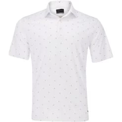 Greg Norman ML75 Microlux Pin Flag Print Shirt Polo Short Sleeve Golf Apparel